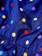画像15: カラフルドット パフスリーブ ネイビー レトロ USA古着 ヴィンテージワンピース (15)