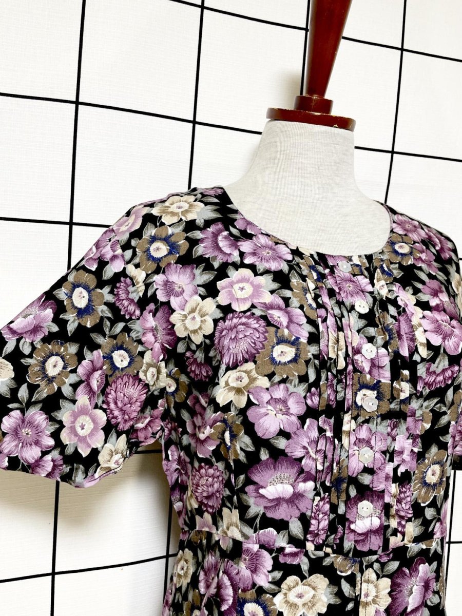 画像7: ティアード 花柄 バックリボン レトロ USA古着 ヴィンテージワンピース (7)
