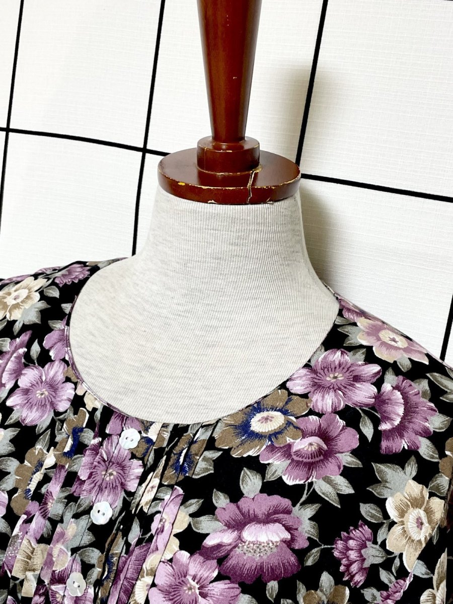 画像5: ティアード 花柄 バックリボン レトロ USA古着 ヴィンテージワンピース (5)