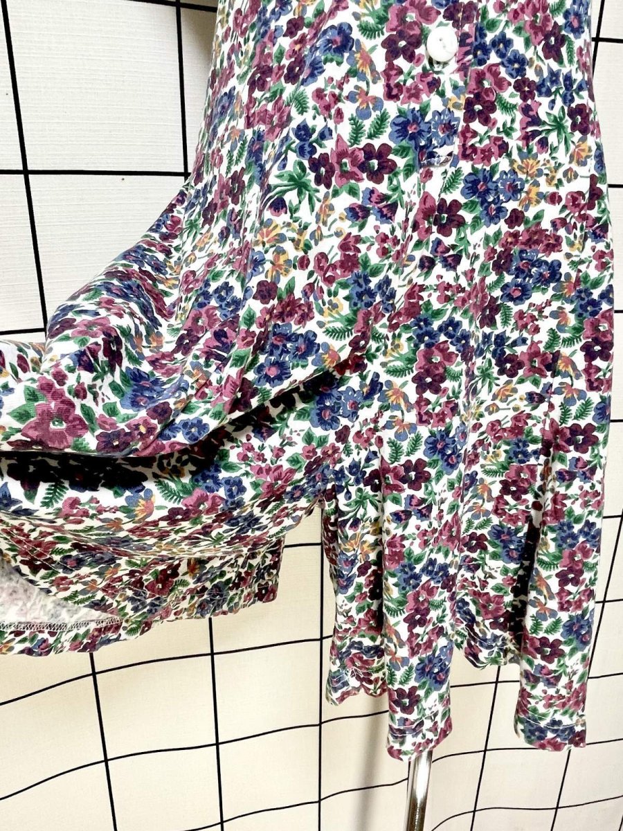 画像11: 花柄 編み上げリボン レトロ USA古着 ヴィンテージオールインワン (11)