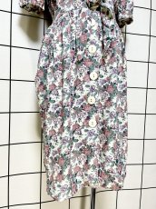 画像8: 花柄 前開き ウエストリボン レトロ USA古着 ヴィンテージワンピース (8)