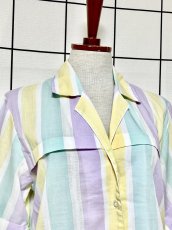 画像5: ストライプ柄 UNIONMADE レトロ USA古着 半袖 シャツ ヴィンテージブラウス (5)