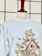 画像5: 鳥 バタフライ 巣箱 ライトブルー レトロ USA古着 半袖 ヴィンテージ Tシャツ (5)