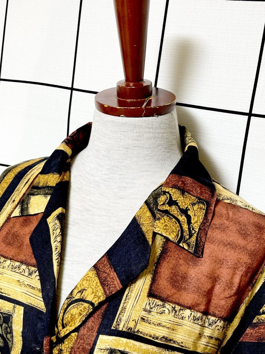 画像4: エスニック柄 レトロ USA古着 半袖 シャツ ヴィンテージブラウス (4)