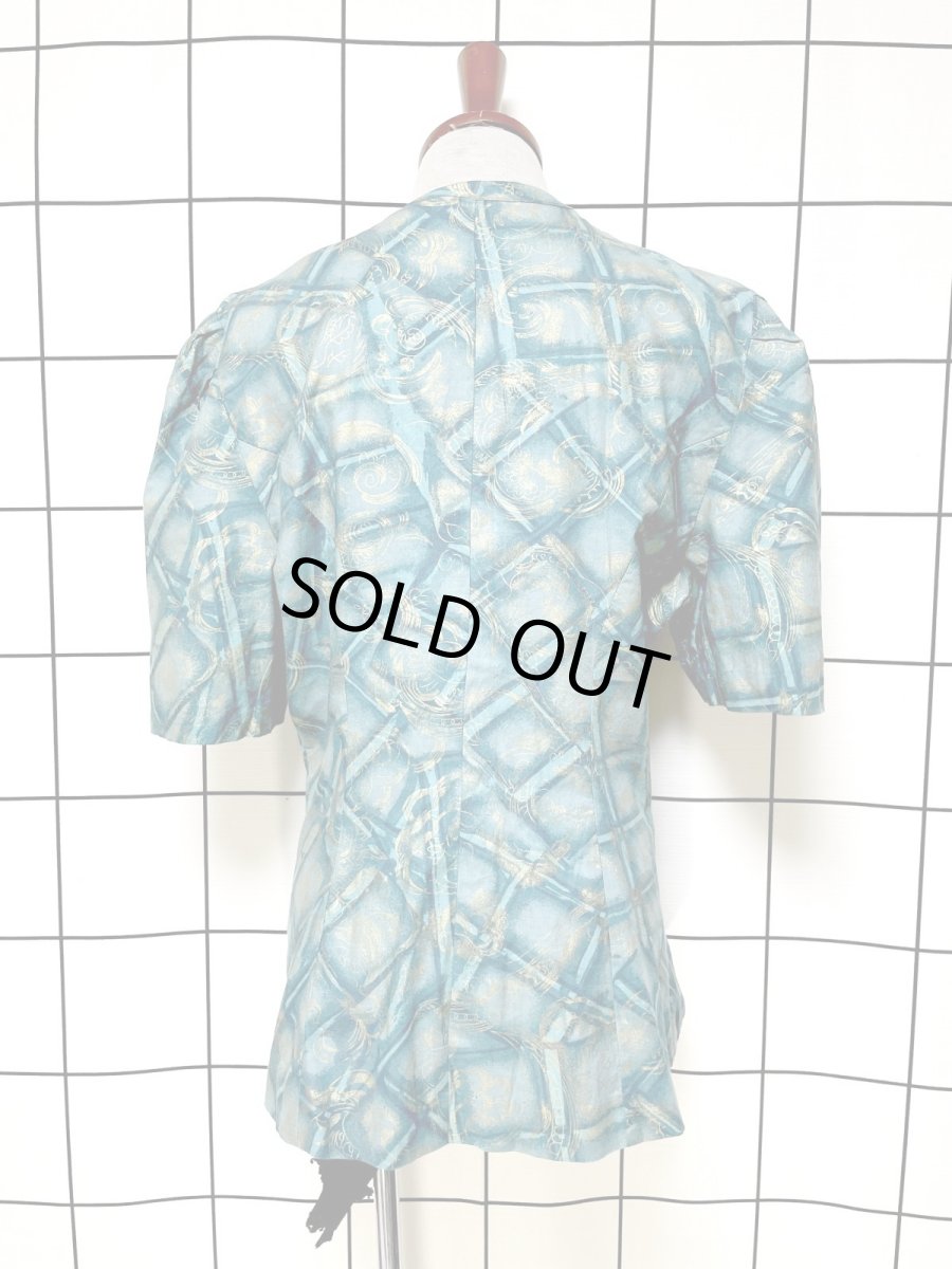 画像4: 織り模様 ウエストゴム レトロ USA古着 スカート ジャケット ヴィンテージセットアップ (4)