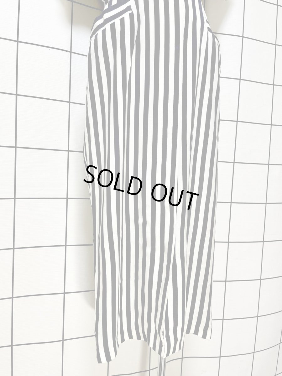 画像8: ストライプ 前開き ホワイト ネイビー レトロ USA古着 ヴィンテージワンピース (8)