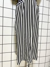 画像8: ストライプ 前開き ホワイト ネイビー レトロ USA古着 ヴィンテージワンピース (8)