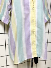 画像8: ストライプ柄 UNIONMADE レトロ USA古着 半袖 シャツ ヴィンテージブラウス (8)