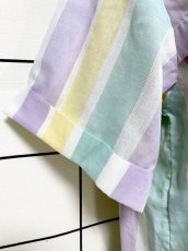 画像7: ストライプ柄 UNIONMADE レトロ USA古着 半袖 シャツ ヴィンテージブラウス (7)
