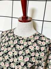 画像4: 花柄 ノーカラー レトロ USA古着 ヴィンテージワンピース (4)