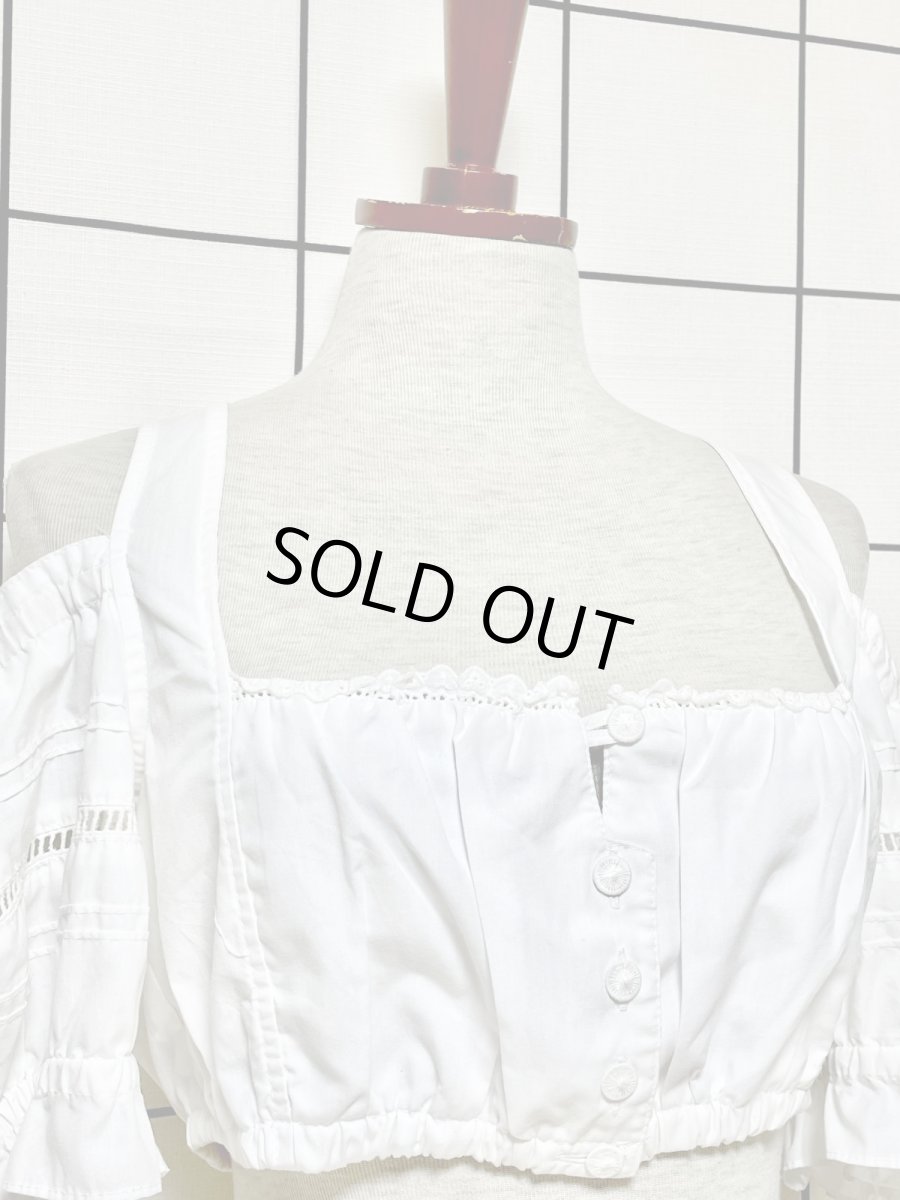 画像5: ショート丈 ホワイト ガーリー ディアンドル チロルブラウス (5)