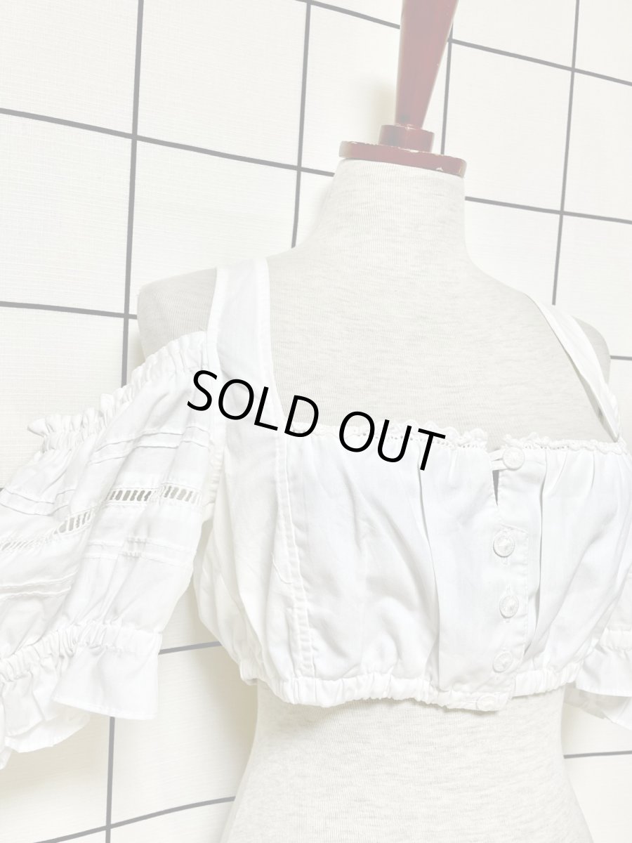 画像6: ショート丈 ホワイト ガーリー ディアンドル チロルブラウス (6)