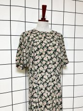 画像3: 花柄 ノーカラー レトロ USA古着 ヴィンテージワンピース (3)