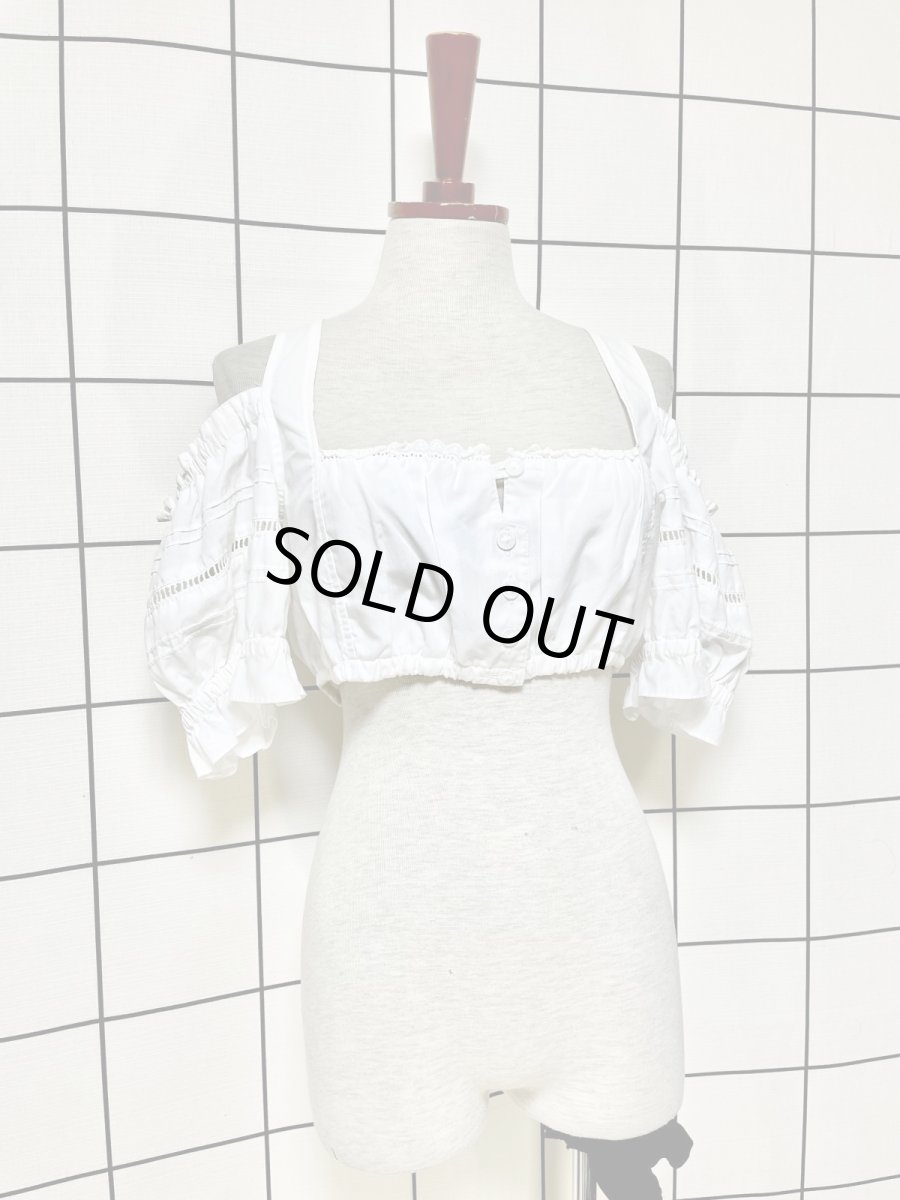 画像3: ショート丈 ホワイト ガーリー ディアンドル チロルブラウス (3)
