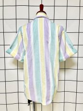 画像2: ストライプ柄 UNIONMADE レトロ USA古着 半袖 シャツ ヴィンテージブラウス (2)
