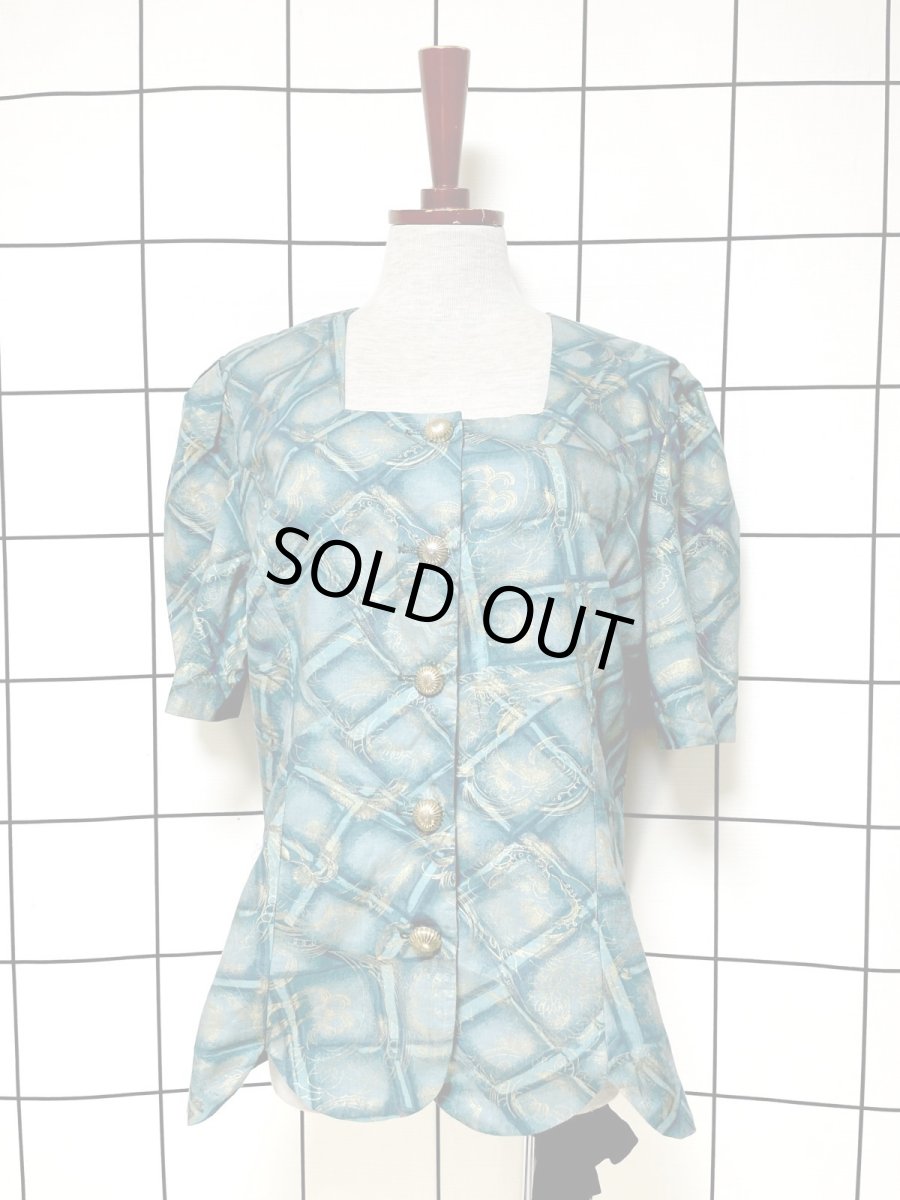 画像3: 織り模様 ウエストゴム レトロ USA古着 スカート ジャケット ヴィンテージセットアップ (3)