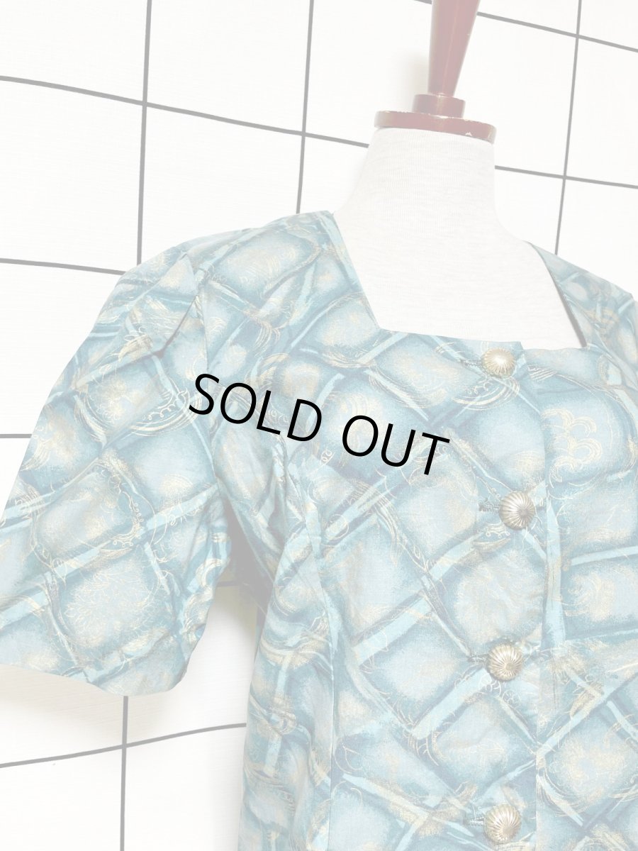 画像7: 織り模様 ウエストゴム レトロ USA古着 スカート ジャケット ヴィンテージセットアップ (7)