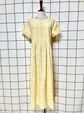 画像1: 花柄 レース装飾 バックリボン レトロ USA古着 ヴィンテージワンピース (1)