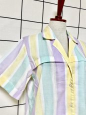 画像6: ストライプ柄 UNIONMADE レトロ USA古着 半袖 シャツ ヴィンテージブラウス (6)