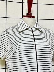 画像5: ボーダー フロントジッパー レトロ USA古着 ヴィンテージワンピース (5)