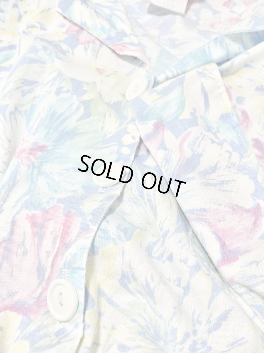 画像10: 花柄 ライトブルー ウエストゴム レトロ USA古着 ヴィンテージワンピース (10)