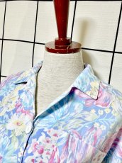 画像4: 花柄 ライトブルー ウエストゴム レトロ USA古着 ヴィンテージワンピース (4)