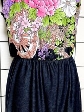 画像8: 70sVintage パーティースタイルにもおすすめ 花柄 ブラック TALON 希少 レトロ USA古着  ヴィンテージオールインワン (8)