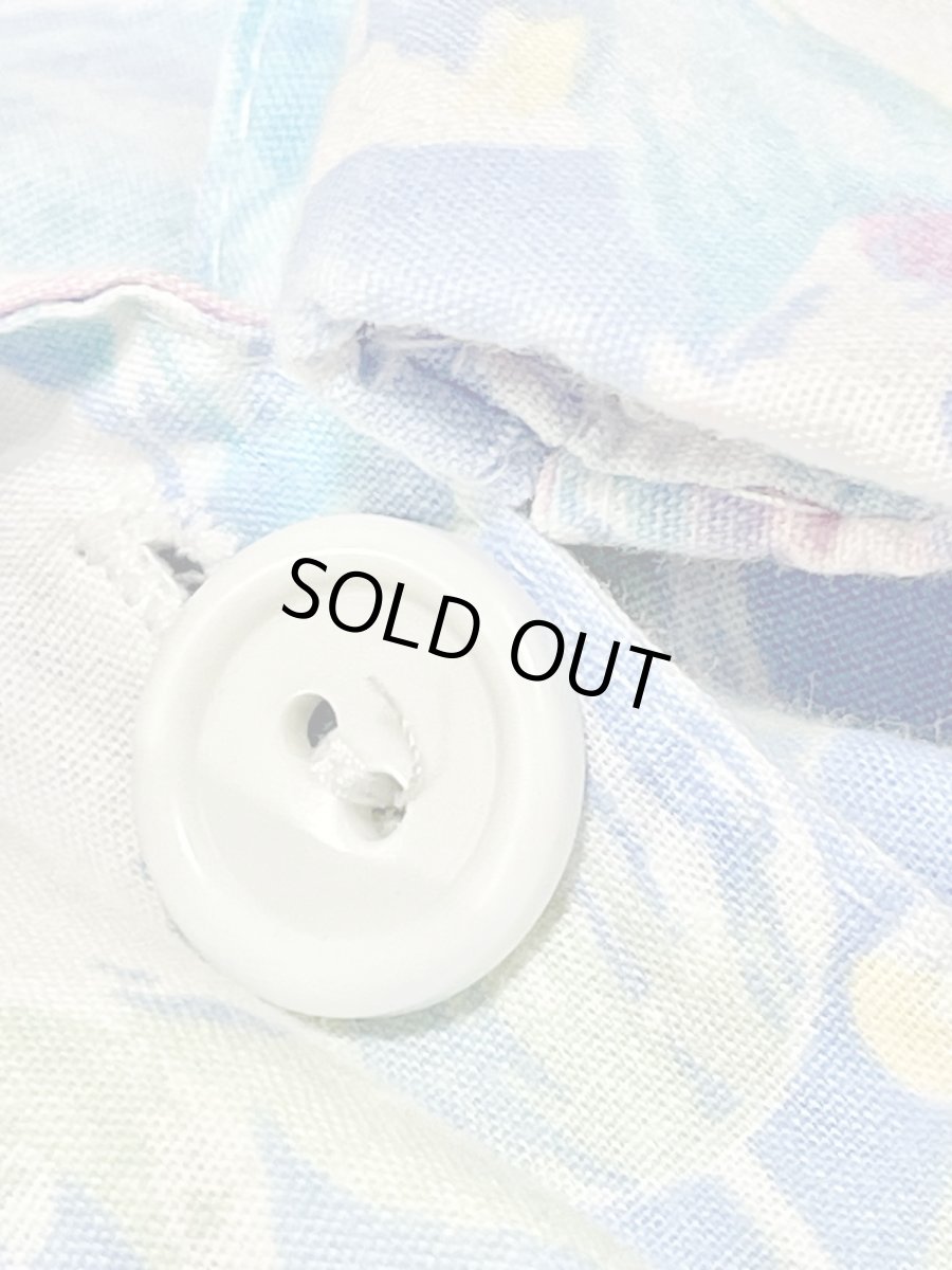 画像12: 花柄 ライトブルー ウエストゴム レトロ USA古着 ヴィンテージワンピース (12)