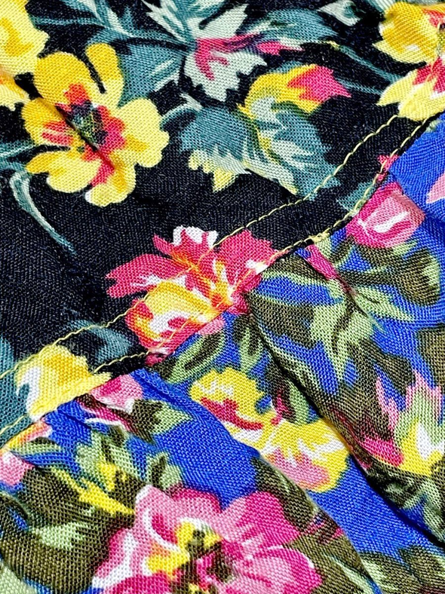 画像14: 総花柄 フリル ティアード ウエストゴム レトロ USA古着 ヴィンテージワンピース (14)