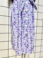 画像8: 花柄 前開き ウエストリボン レトロ USA古着 ヴィンテージワンピース (8)