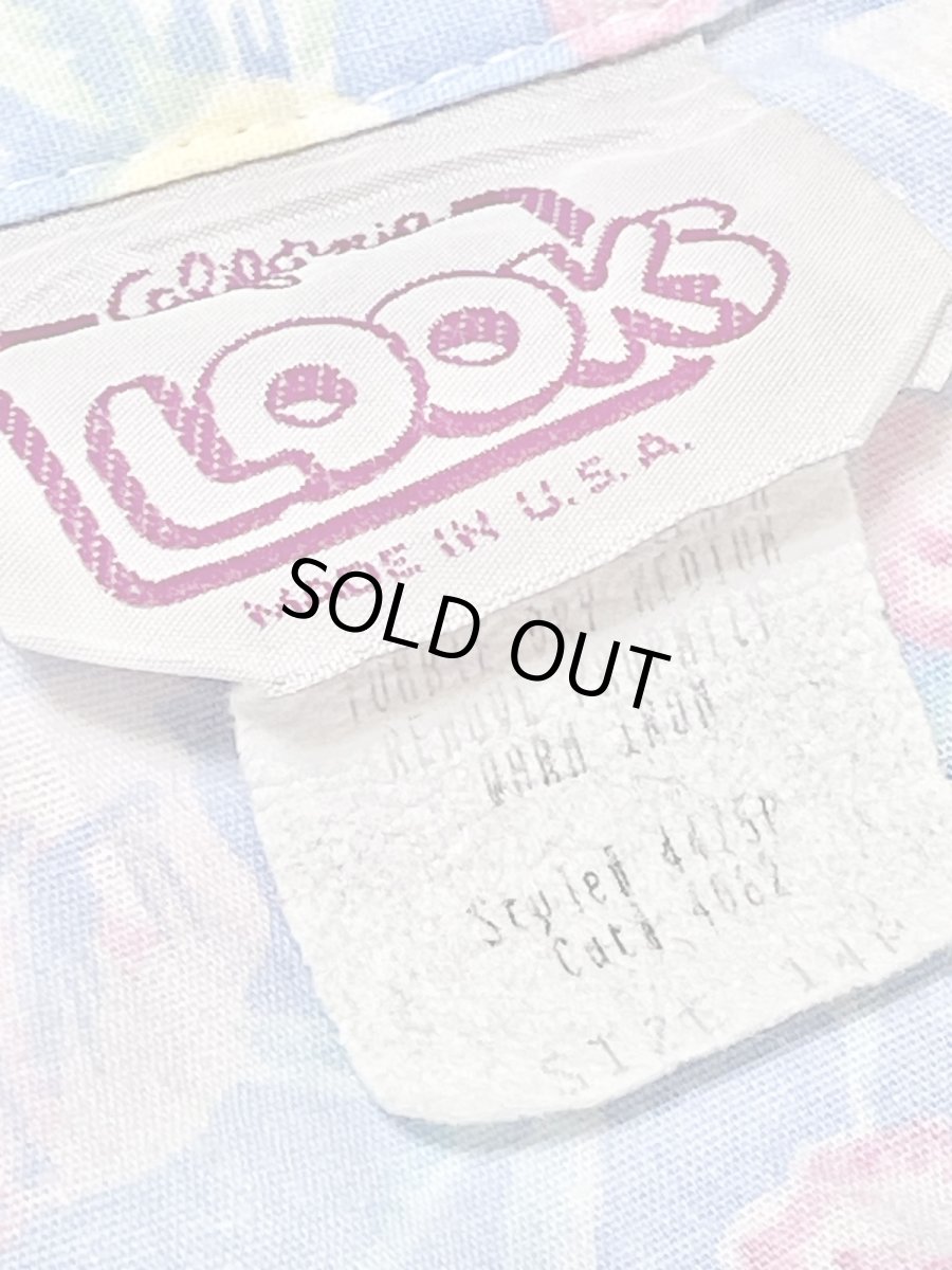 画像13: 花柄 ライトブルー ウエストゴム レトロ USA古着 ヴィンテージワンピース (13)