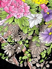 画像13: 70sVintage パーティースタイルにもおすすめ 花柄 ブラック TALON 希少 レトロ USA古着  ヴィンテージオールインワン (13)
