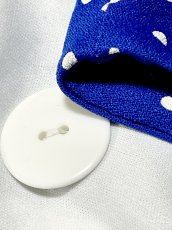 画像12: ドット ブルー ホワイト ノースリーブ レトロ USA古着 ヴィンテージワンピース (12)