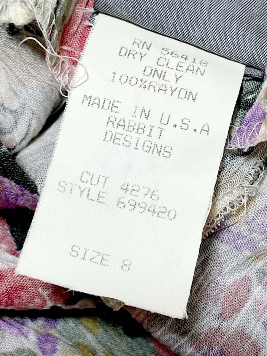 画像16: 花柄 シワ加工 ウエストゴム レトロ USA古着 ヴィンテージワンピース (16)