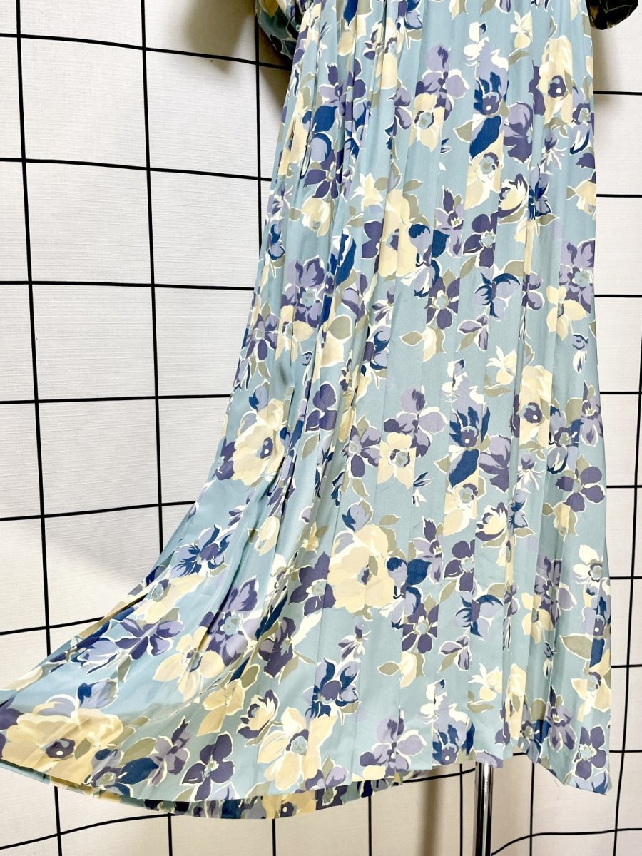 画像9: 花柄 リーツ切り替え ウエストゴム レトロ USA古着 ヴィンテージワンピース (9)