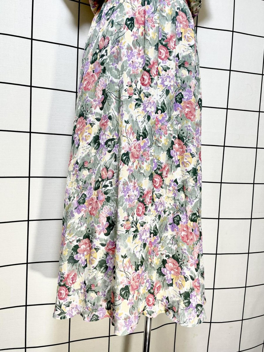 画像10: 花柄 シワ加工 ウエストゴム レトロ USA古着 ヴィンテージワンピース (10)