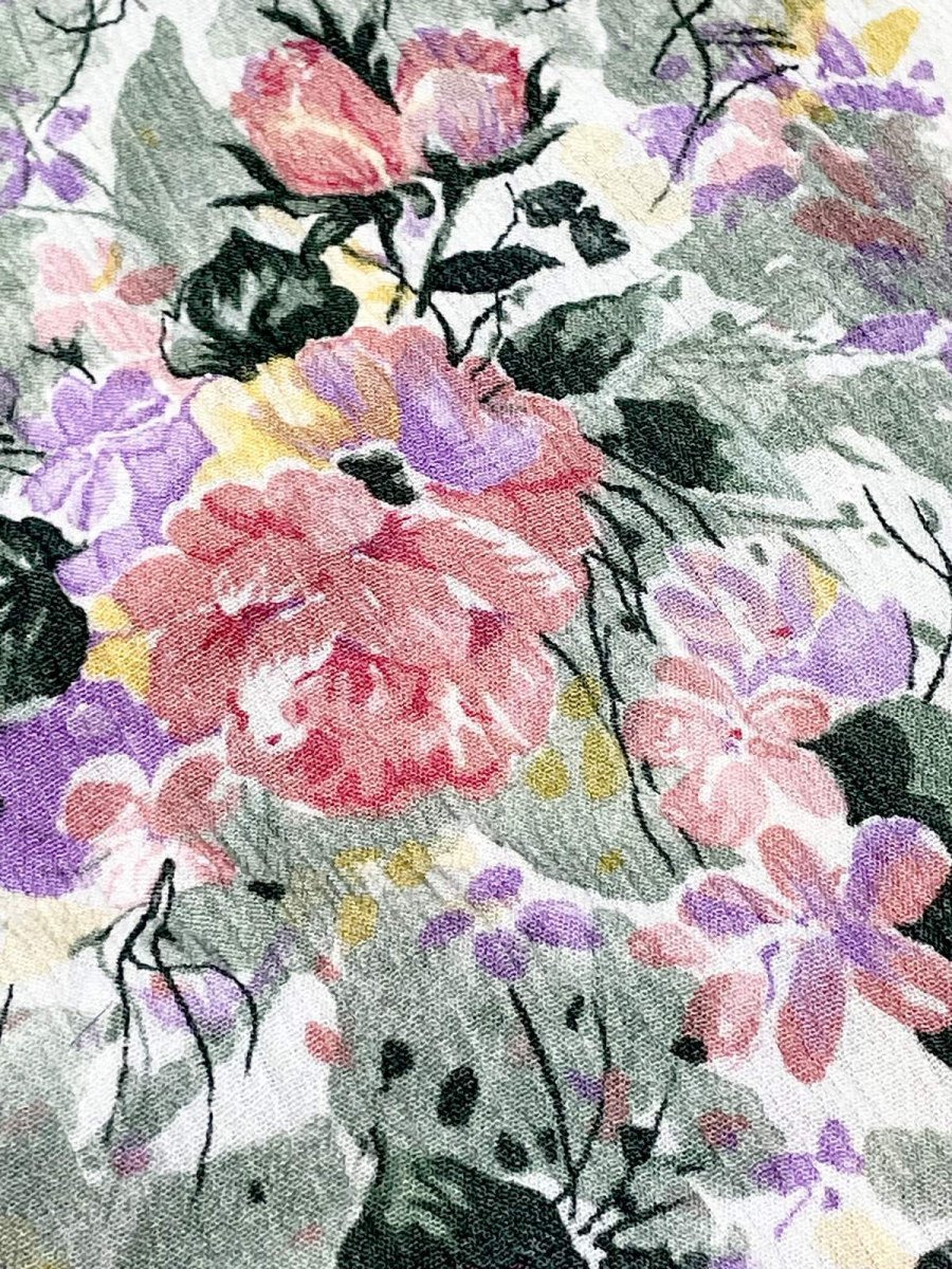 画像13: 花柄 シワ加工 ウエストゴム レトロ USA古着 ヴィンテージワンピース (13)