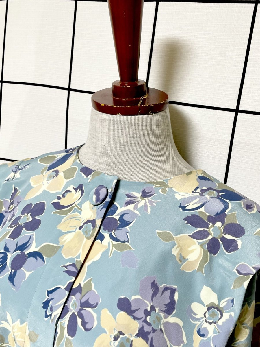 画像4: 花柄 リーツ切り替え ウエストゴム レトロ USA古着 ヴィンテージワンピース (4)