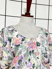 画像7: 花柄 シワ加工 ウエストゴム レトロ USA古着 ヴィンテージワンピース (7)