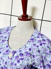 画像4: 花柄 前開き ウエストリボン レトロ USA古着 ヴィンテージワンピース (4)