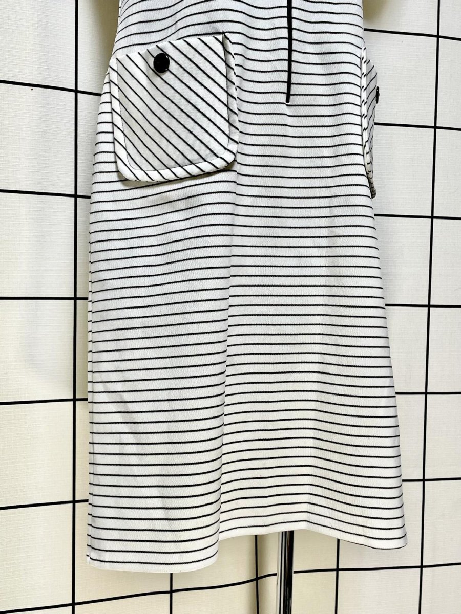 画像8: ボーダー フロントジッパー レトロ USA古着 ヴィンテージワンピース (8)
