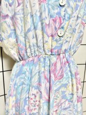 画像7: 花柄 ライトブルー ウエストゴム レトロ USA古着 ヴィンテージワンピース (7)