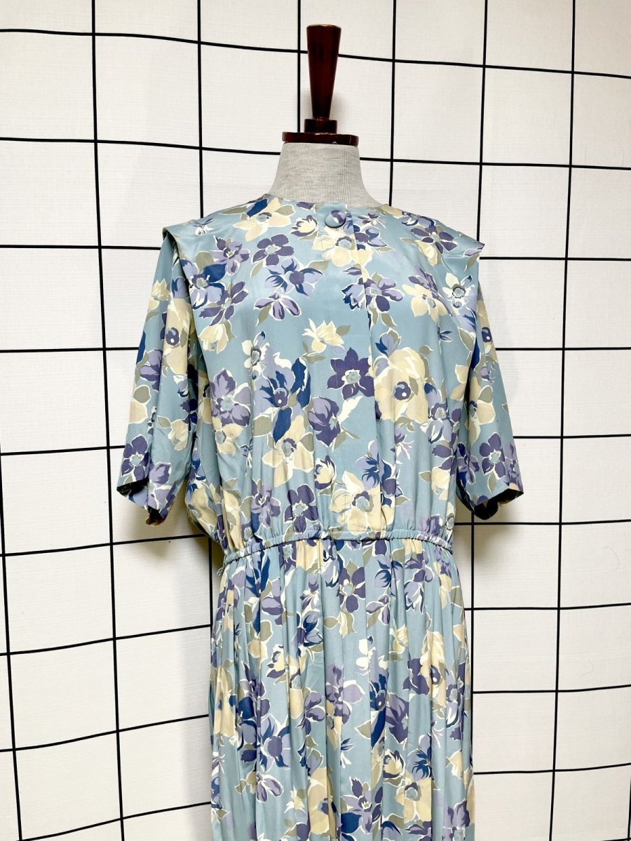 画像3: 花柄 リーツ切り替え ウエストゴム レトロ USA古着 ヴィンテージワンピース (3)