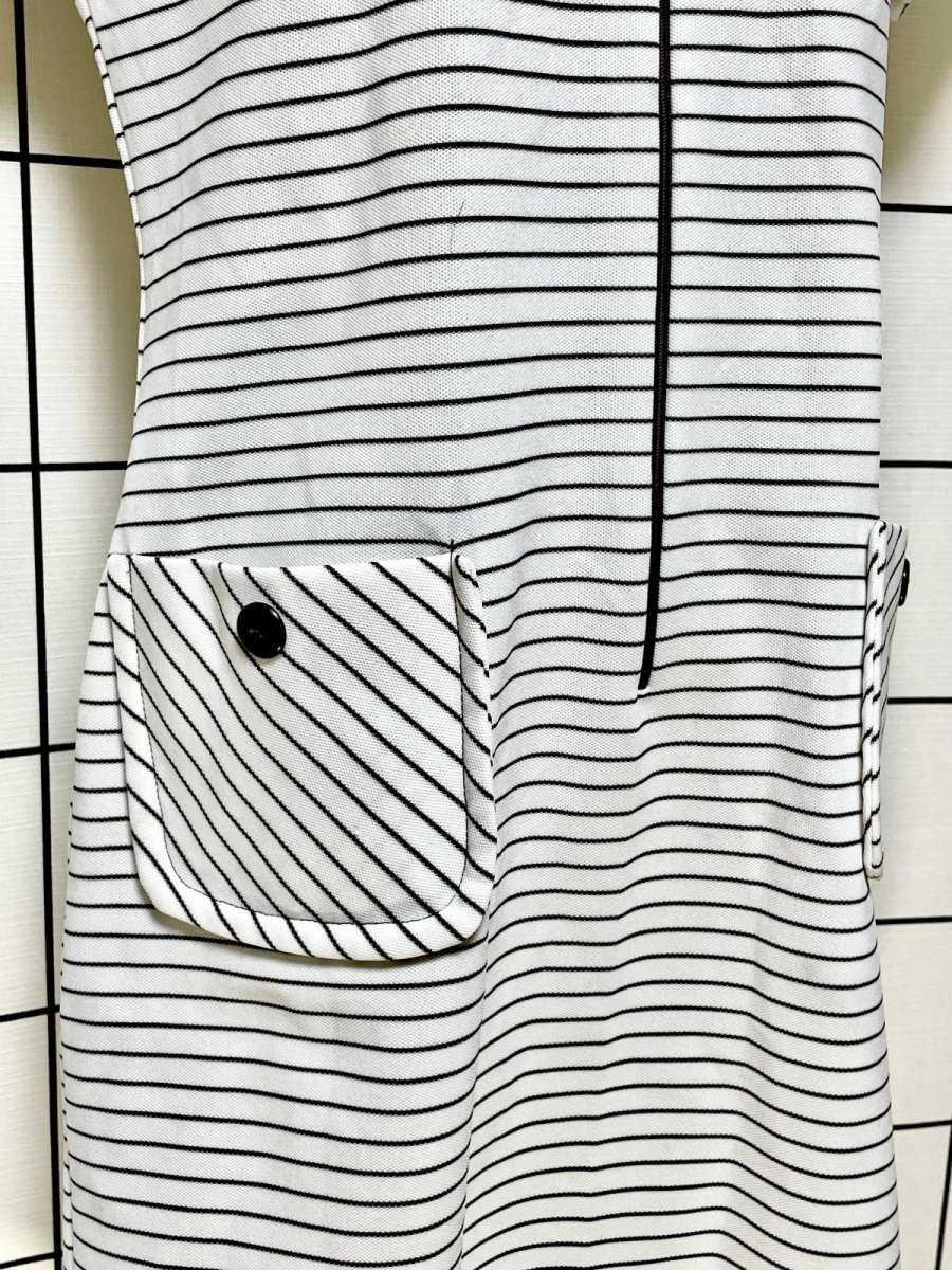 画像7: ボーダー フロントジッパー レトロ USA古着 ヴィンテージワンピース (7)