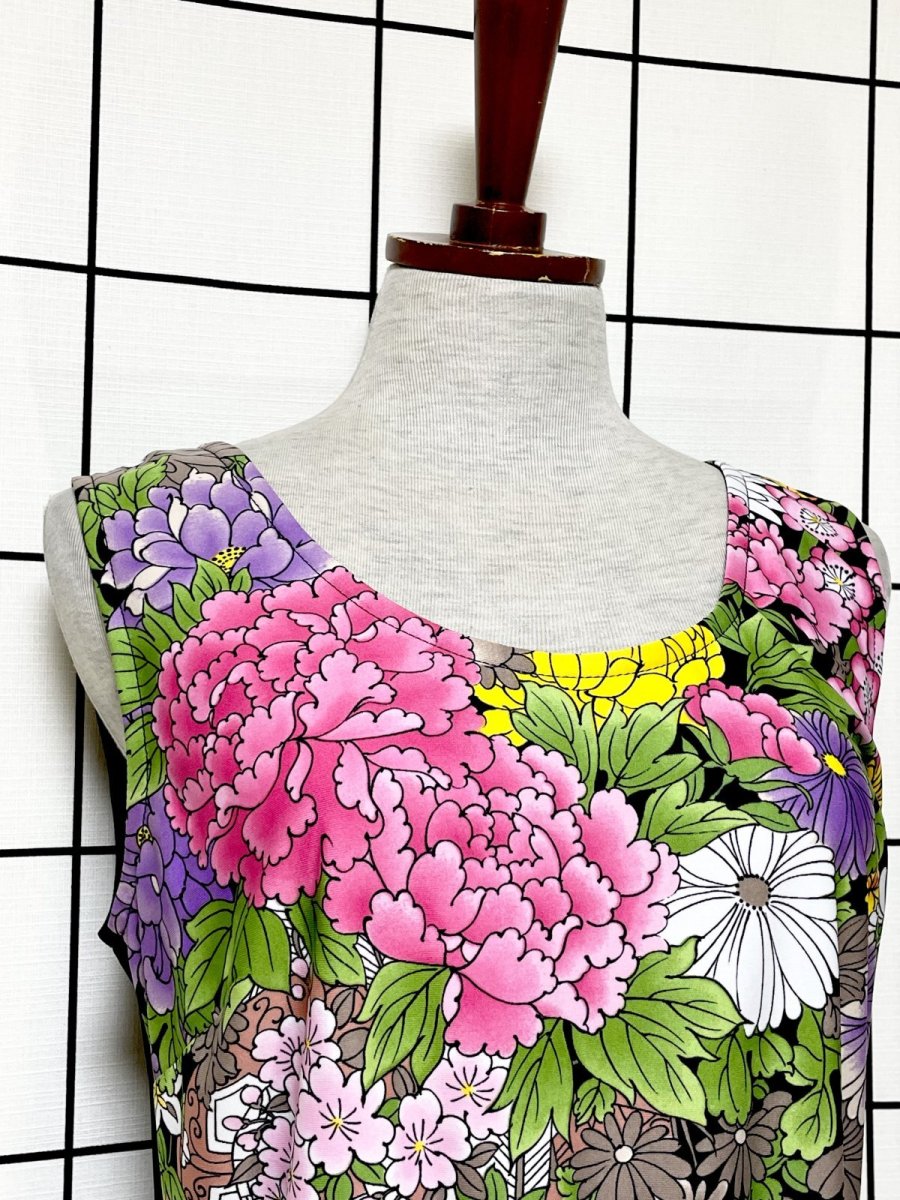 画像6: 70sVintage パーティースタイルにもおすすめ 花柄 ブラック TALON 希少 レトロ USA古着  ヴィンテージオールインワン (6)