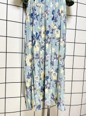 画像8: 花柄 リーツ切り替え ウエストゴム レトロ USA古着 ヴィンテージワンピース (8)