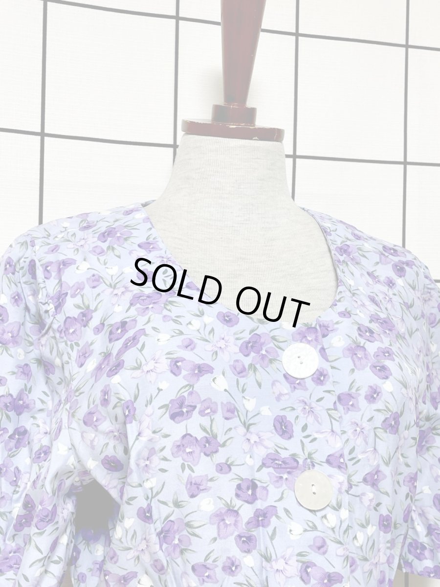 画像5: 花柄 前開き ウエストリボン レトロ USA古着 ヴィンテージワンピース (5)