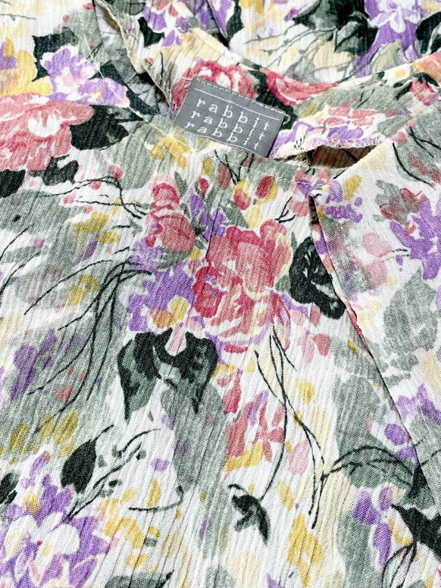 画像12: 花柄 シワ加工 ウエストゴム レトロ USA古着 ヴィンテージワンピース (12)