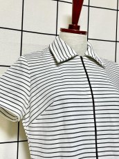 画像6: ボーダー フロントジッパー レトロ USA古着 ヴィンテージワンピース (6)