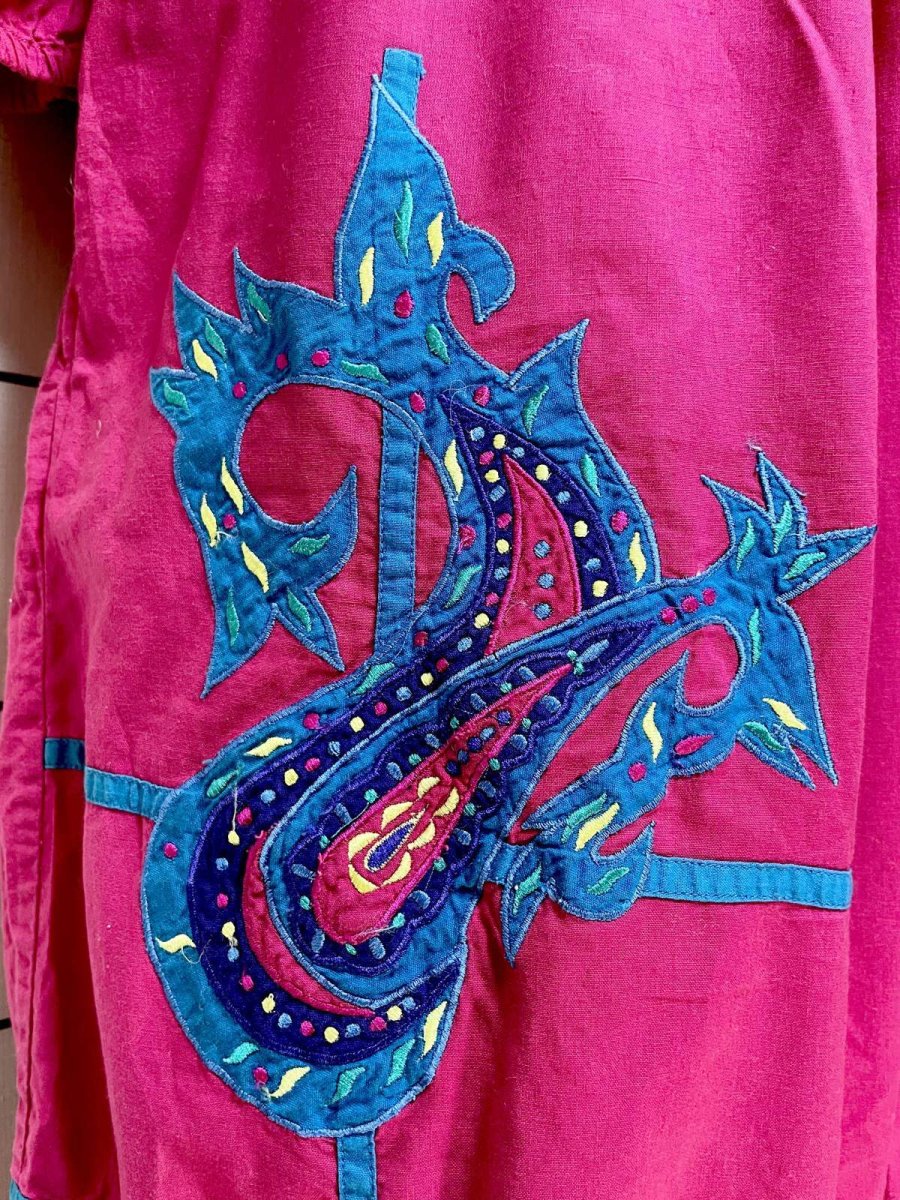 画像9: ペイズリー刺繍 ティアード レトロ India 古着 ヴィンテージワンピース (9)